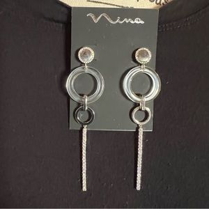 Nina Silver Tone Acrylic Earrings NWT
